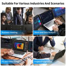 Laptop Screen Extender Portable Monitor - 14 Inch Triple IPS FHD 1080P Screen HDMI-Compatible/USB-A/Type-C Plug & Play Laptop Extended Monitor Compatible With 13"-17" Laptops (Triple 14") - 無電源轉接器 - 查看 4