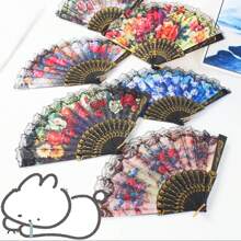 KIT 2/3/4  Leques dobrável de renda artesanal verão - Multicolorido - Visão 1