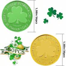 36 件圣帕特里克节塑料金币三叶草印记适用于节日派对游戏和装饰 - 金色 - 查看 2