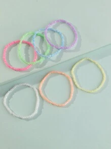 6入組兒童彩色米珠手鍊套裝,適合送給女兒當作禮物 - 彩色 - 查看 4