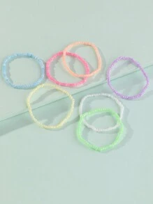 6入組兒童彩色米珠手鍊套裝,適合送給女兒當作禮物 - 彩色 - 查看 3