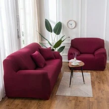 1入組沙發套,彈性時尚布料l型沙發套,沙發愛座套,椅套,1/2/3/4人座沙發綜合保護套,連1入組沙發墊套,適用於客廳、寵物、狗 - 酒紅色 - 查看 7