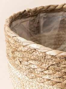 1入組編織籃花園創意植物盆,室內/室外桌上裝飾 - 米色 - 查看 4