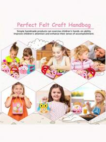 1個兒童手工製袋縫紉包,包含安全縫針和毛氈布,適用於diy手工藝品和縫紉,是孩子、女孩、男孩製作自己的書包的好禮物 - 粉色 - 查看 4