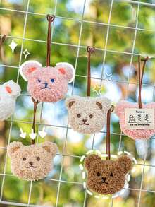 1入棕色卡通泰迪熊娃娃名字吊墜兒童Ins毛絨裝飾娃娃可愛鑰匙扣包吊飾 - 棕色 - 查看 7