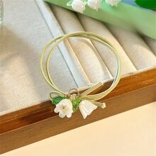 7入組春季百合花髮飾，女士和女孩彈性綁髮帶和髮圈 - 彩色 - 查看 3