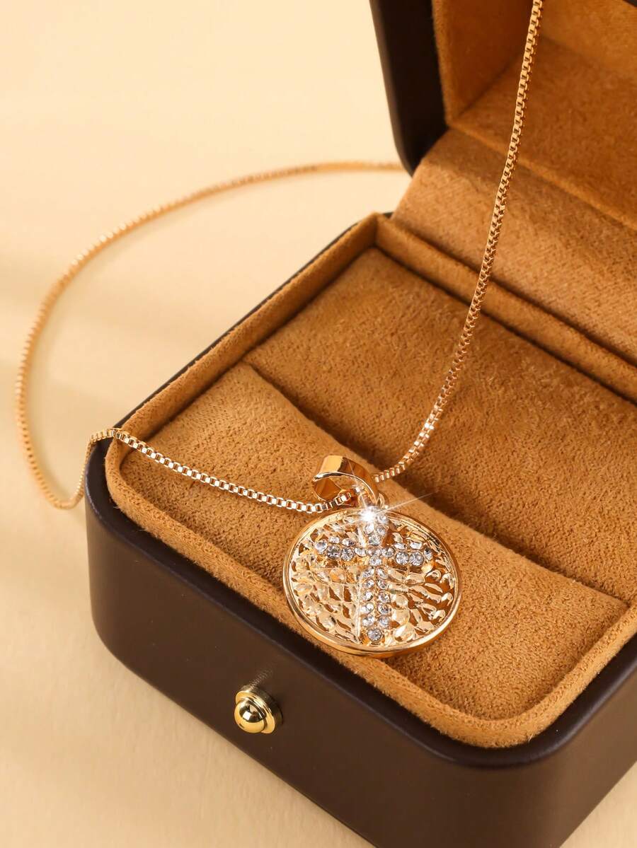 1個形3d精巧吊墜,鑲嵌寶石和水鑽,適合女性佩戴 - 金黃色 - 查看 1