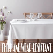 1條白色桌布,高檔質感,絨面質地,縫邊處理,適用於派對、婚禮、戶外、家用、酒店 - 白色 - 查看 4
