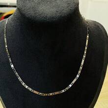 KYQ Cadena plana con grabado de "GRECAS", plateada de 60cm en acero inoxidable. - Plateado - Ver 1