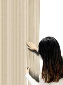 1pc 230cm/90.55in Light Brown 3d Grille Self-Adhesive Wall Sticker For Sofa/Living Room Background Wall Decoration, Stripe Foam Decal