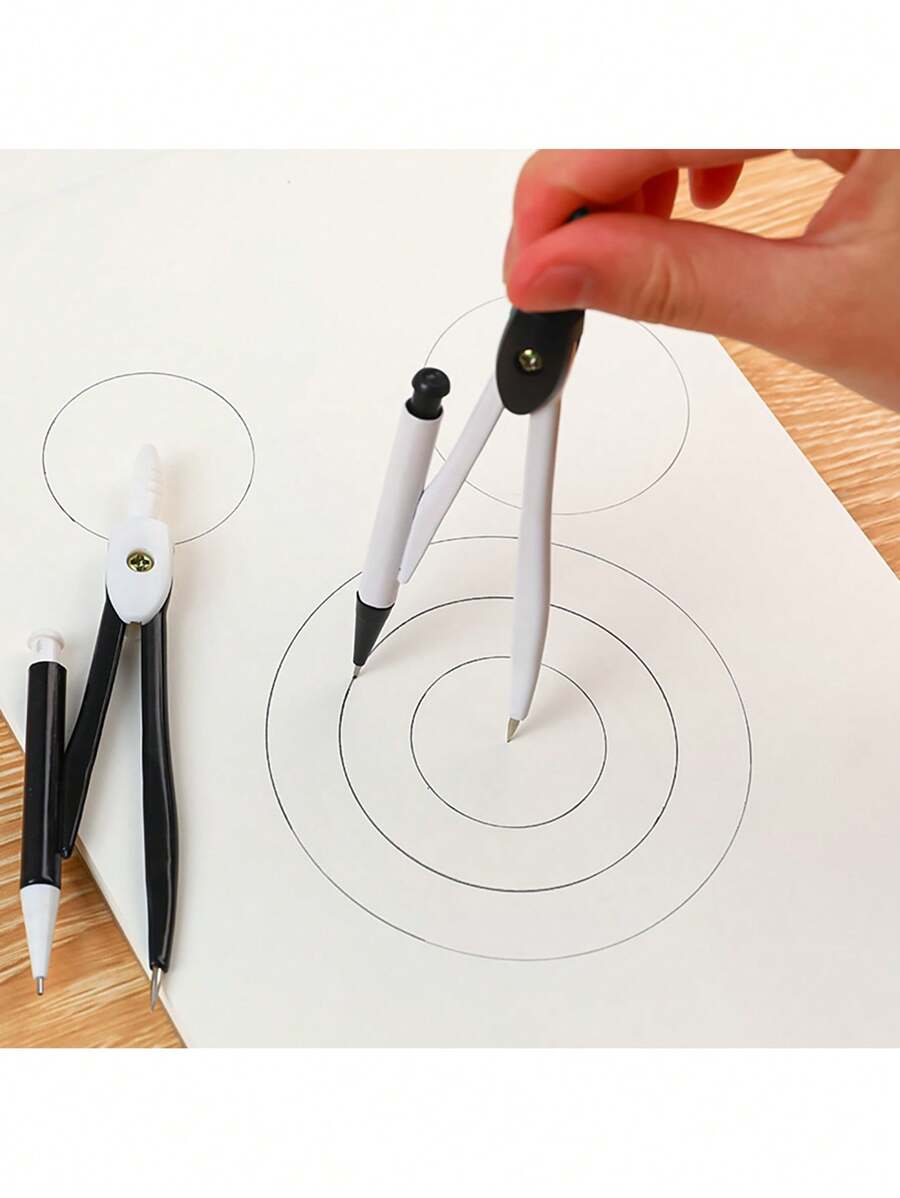 Finego 幾何群定規,帶鉛筆定規,繪圖用定規,數學定規,繪圖工具,草圖工具,幾何定規,畫圓工具,幾何套裝,學生必備 - 黑色 - 查看 1