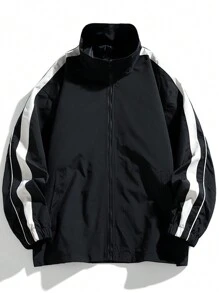 Áo khoác thể thao nam màu khối dáng rộng và lý tưởng cho các hoạt động ngoài trời - màu đen - Xem 1