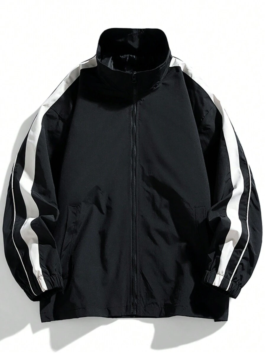 Áo khoác thể thao nam màu khối dáng rộng và lý tưởng cho các hoạt động ngoài trời - màu đen - Xem 1