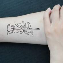 30張黑花紋暫時性刺青貼紙,小尺寸草圖線條繪畫風格,軀幹、手臂、肩膀、鎖骨、腳踝藝術化妝時尚仿真刺青貼紙,適合女性 - 彩色 - 查看 4