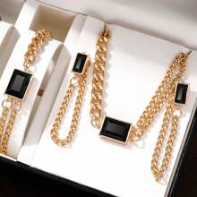 4 Teile/satz Damen Licht Luxus Doppelschicht Halskette Armband Ohrringe Set