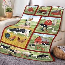 1件,柔軟且溫暖的奶牛絨毛毯,適用於沙發、床、露營等,多功能禮物毛毯,適用於全年,聖誕節禮物、感恩節禮物、新年禮物 - 彩色 - 查看 3