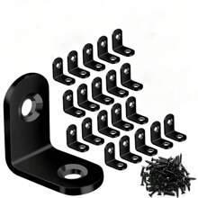 20pcs. L-Shaped Right Angle Bracket Connector Furniture Table And Chair Angle Iron Fastener Thickened Plate Support - Silver - View 1
