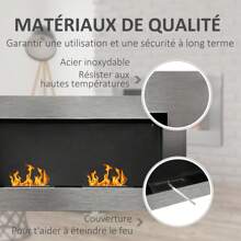HOMCOM Cheminée bioéthanol murale design Bauhaus - double brûleur 3 L - dim. 110L x 14l x 54H cm - couverture 25-30 m² - acier inox. brossé - Argent - Voir 4