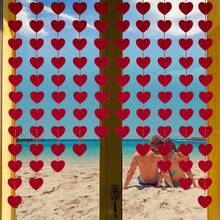 情人节装饰 - 88 件红色毛毡花环吊绳心形 - 无需 DIY - 情人节装饰，适用于家庭办公室婚礼周年生日派对 - 紅色 - 查看 5