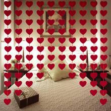 情人节装饰 - 88 件红色毛毡花环吊绳心形 - 无需 DIY - 情人节装饰，适用于家庭办公室婚礼周年生日派对 - 紅色 - 查看 1