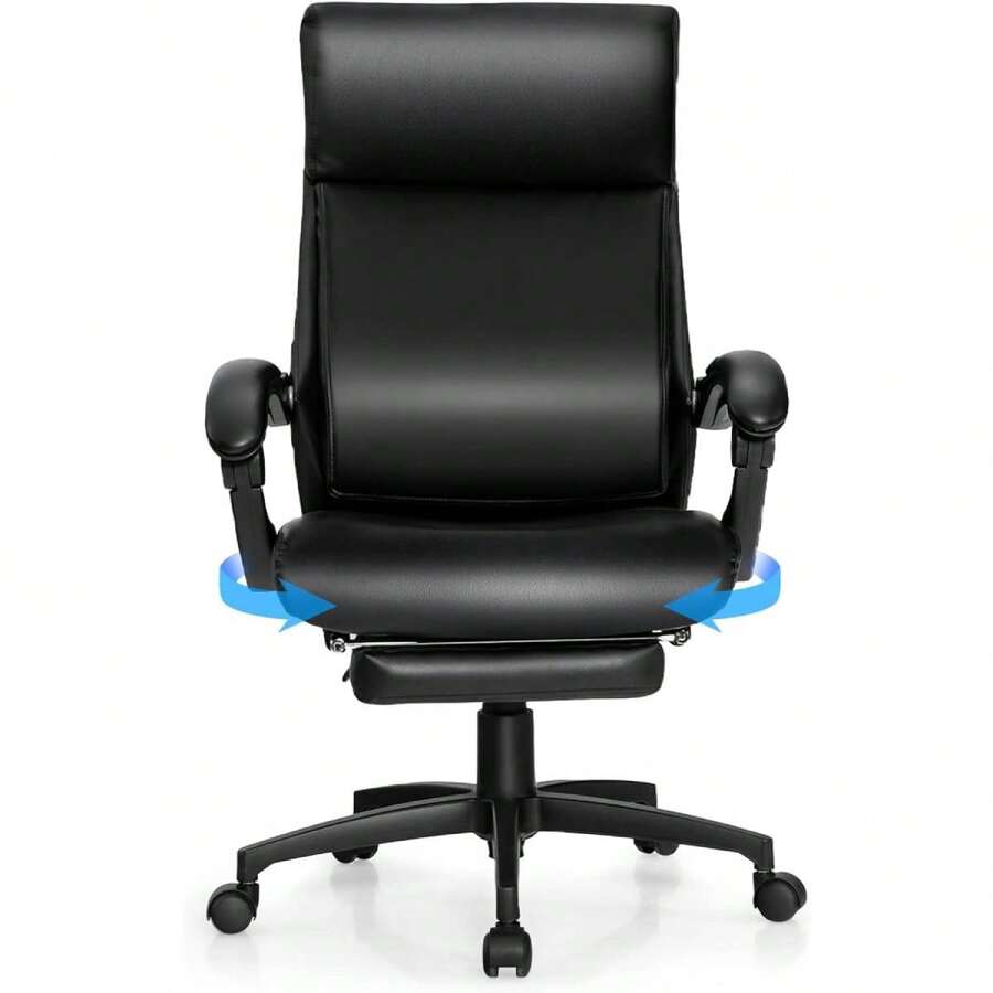 Executive Chair, Computer Chair With PU Leather, Office Chair With 105-145° Adjustable High Backrest, Desk Chair With 360° Casters, Weight Capacity 150kg - Black - View 1