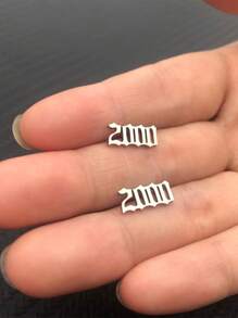 1 對不鏽鋼年份日期耳環,1980 年至 2019 年 - 銀色 - 查看 5