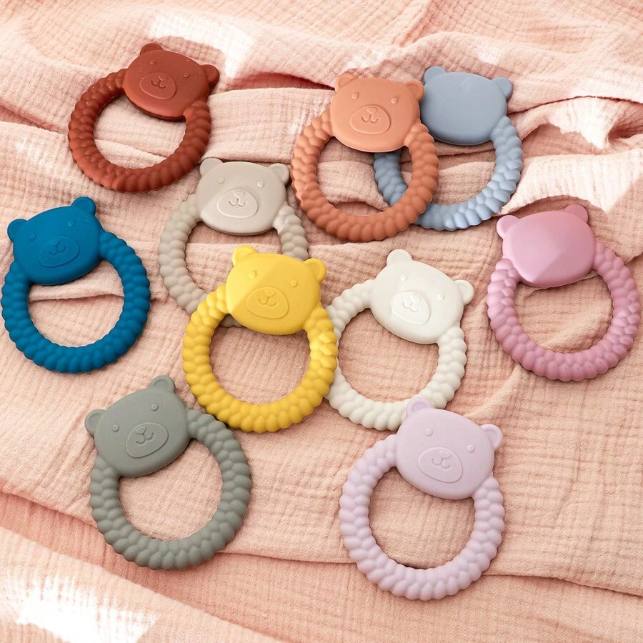 1pc Bpa-Free Silicone Soft Safety Teething Toy For Baby - Baby Pink - View 1