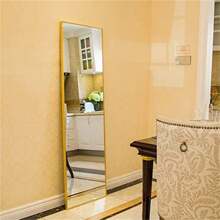 Full Length Mirror Floor Mirror Hanging Standing Or Leaning; Bedroom Mirror Wall-Mounted Mirror With Gold Aluminum Alloy Frame; 59" X 15.7" - Gold - View 2