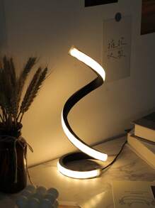 1入現代風格led螺旋桌燈,3級可調光度,usb供電,按鈕開關,臥室裝飾燈 - 黑色 - 查看 8