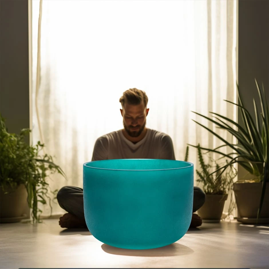 TOPFUND Chakra Balanced Green Crystal Singing Bowl 432 Hz F note 8 Inch ...