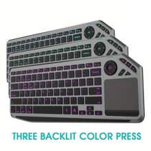 JOMAA 2.4G Wireless Keyboard Backlit Rechargeable Keyboard Touchpad Keyboard For TV  PC (Gray) - Black - View 1