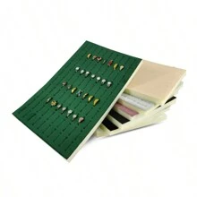 100 個插槽戒指展示墊戒指收納道具珠寶托盤內襯珠寶盒插墊 Diy 海綿墊 33.5*22.5*1 厘米 - 杏色織物 - 查看 7