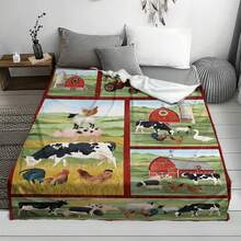 1件,柔軟且溫暖的奶牛絨毛毯,適用於沙發、床、露營等,多功能禮物毛毯,適用於全年,聖誕節禮物、感恩節禮物、新年禮物 - 彩色 - 查看 4