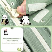 可愛的熊貓鉛筆盒,大容量文具盒,卡通鉛筆筆座筆組織袋,適用於學校辦公室用品 - 黑色 - 查看 4