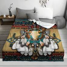 1PC , Soft And Warm Native American African Eagle Mandala  Flannel Blanket, Soft Warm Throw Blanket Nap Blanket For Couch Sofa Office Bed Camping Travel, Multi-Purpose Gift Blanket For All Season , Christmas Gift, Thanksgiving Gift, New Year Gift - Multicolor - View 4