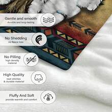 1PC , Soft And Warm Native American African Eagle Mandala  Flannel Blanket, Soft Warm Throw Blanket Nap Blanket For Couch Sofa Office Bed Camping Travel, Multi-Purpose Gift Blanket For All Season , Christmas Gift, Thanksgiving Gift, New Year Gift - Multicolor - View 5
