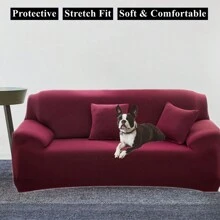 1入組沙發套,彈性時尚布料l型沙發套,沙發愛座套,椅套,1/2/3/4人座沙發綜合保護套,連1入組沙發墊套,適用於客廳、寵物、狗 - 酒紅色 - 查看 4