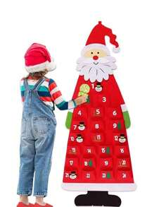 1 Stück Adventskalender aus Filz im Weihnachtsstil 3D Weihnachtsmann Adventskalender mit 24 Taschen Weihnachts-Countdown Ornamente zum Aufhängen für Zuhause, Büro, Tür, Wanddekoration, ein ideales Geschenk