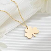 新款時尚百搭四葉草母親節吊飾項鍊 - 金色 - 查看 8