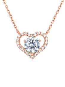 LI JIN 2 Carat Birthstone Heart Shaped Pendant Necklace Decorated With 925 Sterling Silver Plated With White Gold And Rose Gold, Suitable For Ladies Daily Wear, Valentine's Day Gift - rose gold - View 17