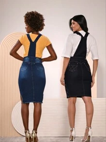 Women Denim Overalls & Jumpsuits - 中等水洗藍 - 查看 2