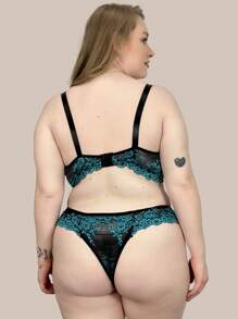 Plus Size Bra & Panty Sets - 藍色 - 查看 2