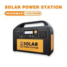 Power Station Portable 110v 300w 90000mah Outdoor Solar Generator Camping Ac Dc Usb Output - Black - View 1