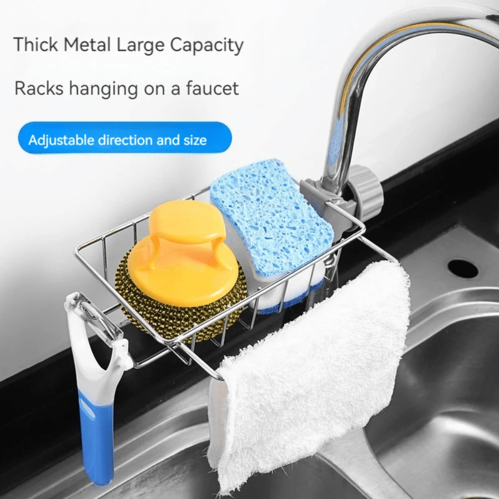 Stainless Steel Sink Organizer For Kitchen - Silver - View 1