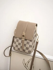 印花字母手机包 新款儿童一体式 PU 单肩斜挎包 - 卡其色 - 查看 6