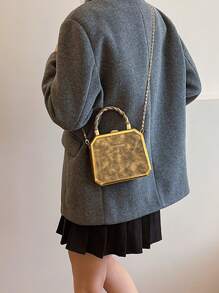 Fashionable And Personalized Square Box Chain Shoulder Crossbody Bag - Gold - View 6