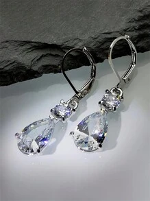 1 Paar luxuriöse Ohrringe mit kubischem Zirkonia Tropfen für Frauen für Hochzeit Verlobung Jahrestag Party Schmuck Valentinstag Geschenk Valentinstag