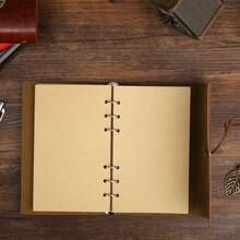 A6懷舊復古皮革扣環裝訂器,樹葉筆記本,帶子筆記本,便攜筆記本,旅遊簿記,商務記錄本(深咖啡色) - 深咖色 - 查看 5