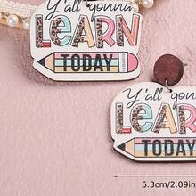 教師和學生學習耳環,豹紋和彩虹鉛筆形設計女式 - 彩色 - 查看 2