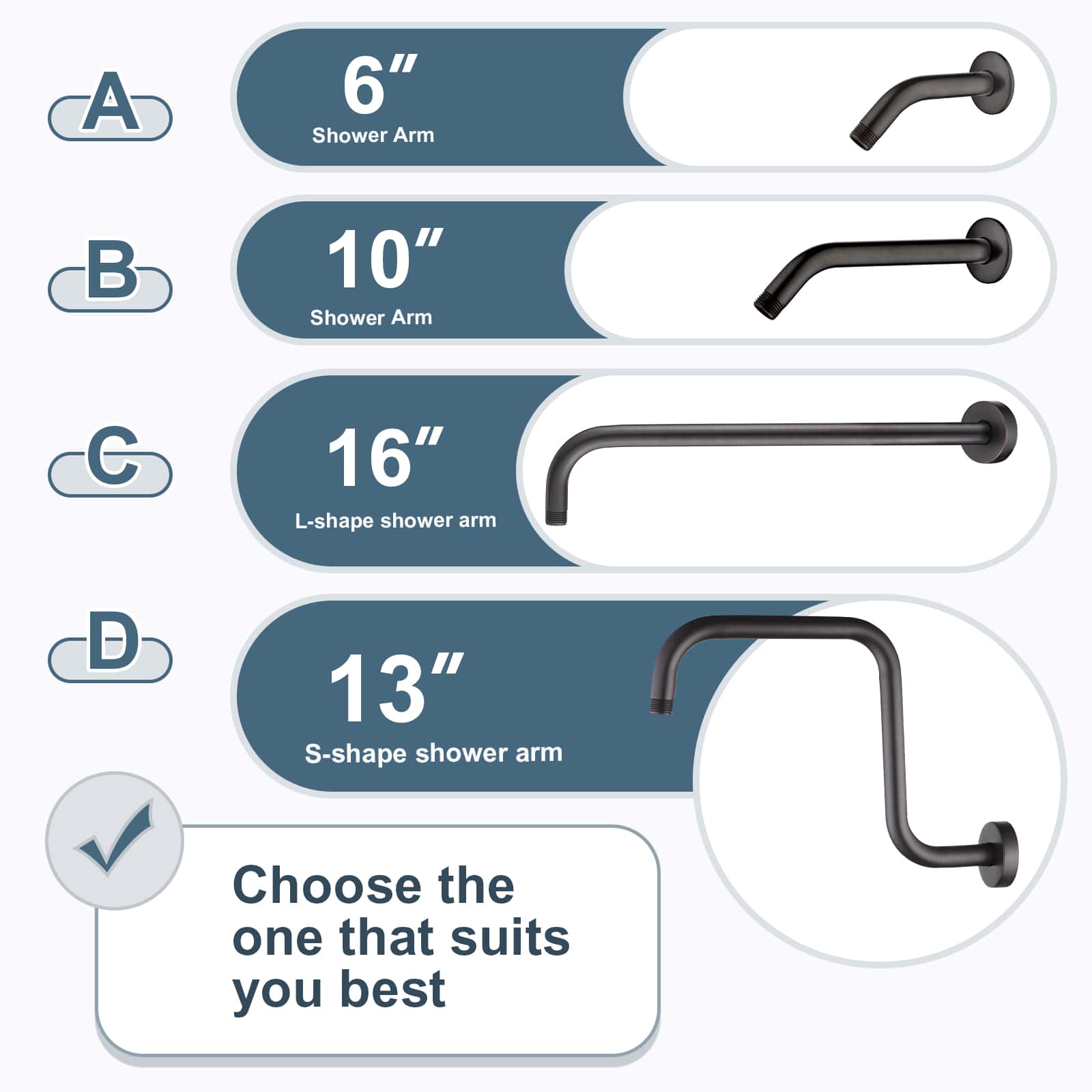 BRIGHT SHOWERS 13 Inch Shower Head Extension Arm With Flange S Shaped